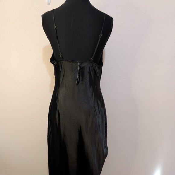 The Black Satin Cowl Neck Midi Dress with Side Ruched - Picture 8 of 15